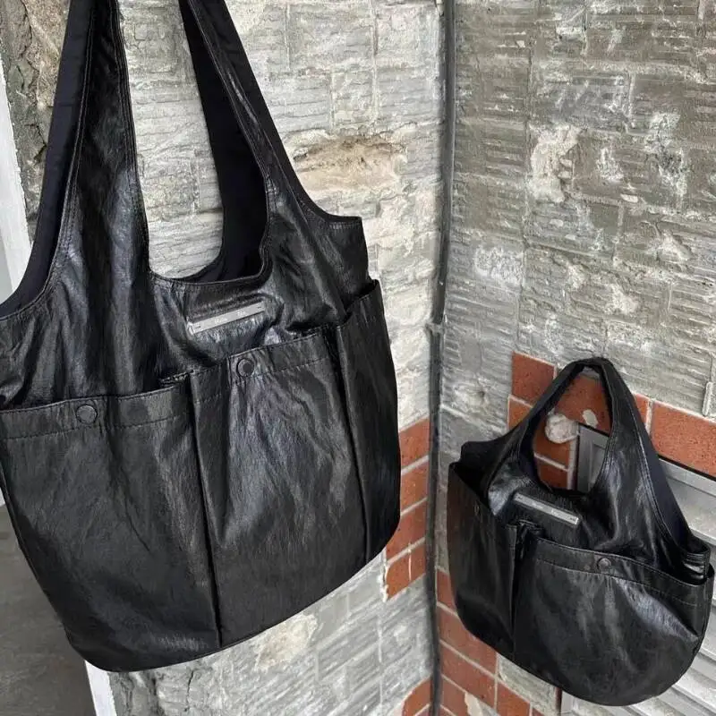 Sweet Cool Y2k Aesthetic Punk Women's Handbags Grunge Pleated Pockets Tote Bags Casual Office Lady Shoulder Underarm Bag Fashion