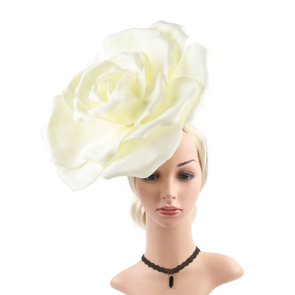 Exaggerated Rose Flowers Fascinator Hat Tea Party Cocktail Jockey Club Makeup Prom Photo Shoot Flower Headbands Wedding Bridal