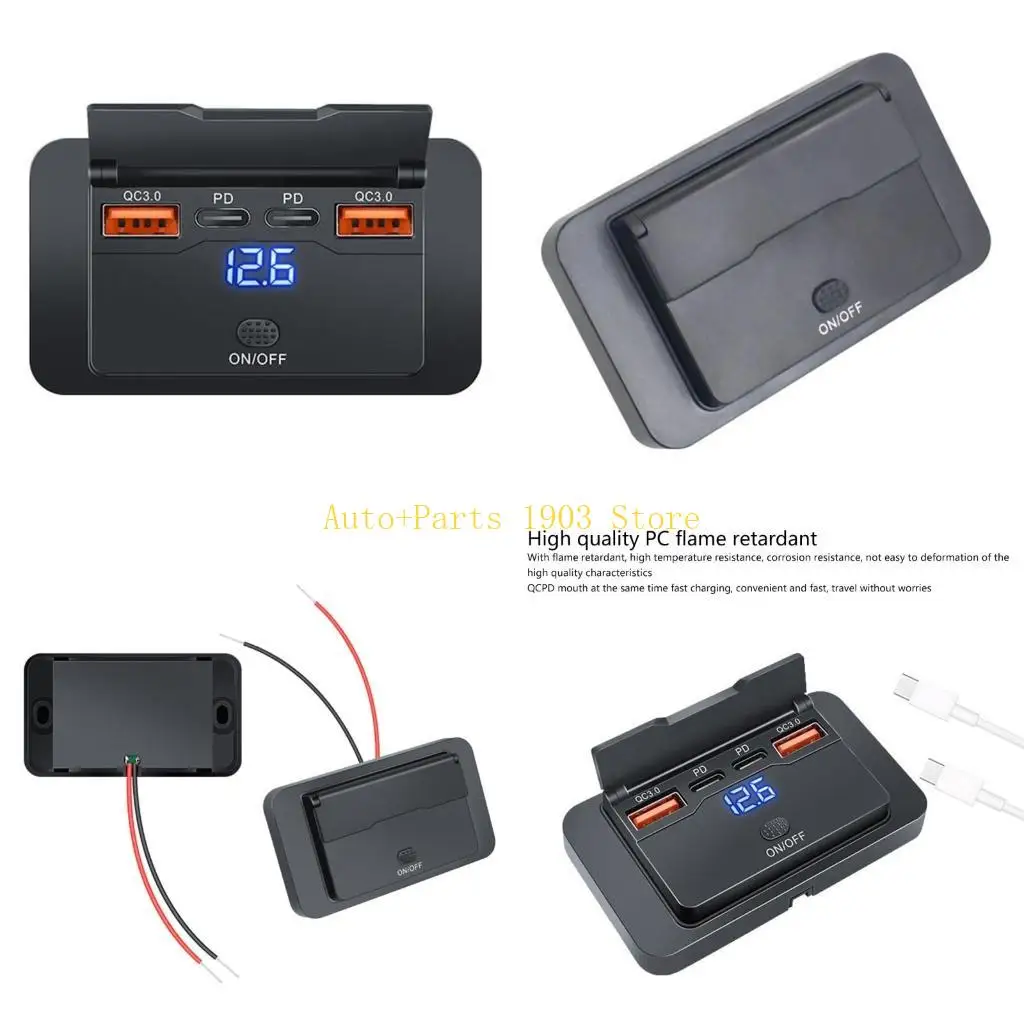 E21C 12V/24V Тип C USB выключатель питания Double PD3.0 QC3.0 Краткий зарядный розет E21C 12V/24V Тип C USB выключатель питания Double PD3.0 QC3.0 Краткий зарядный розет