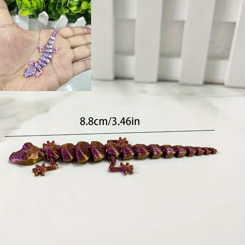 3D พิมพ์ Mini Lizard ตุ๊กตาสัตว์ของเล่นข้อต่อที่สร้างสรรค์ Movable เด็กของขวัญตกแต่งฉากบ้านจําลอง, สีสุ่ม