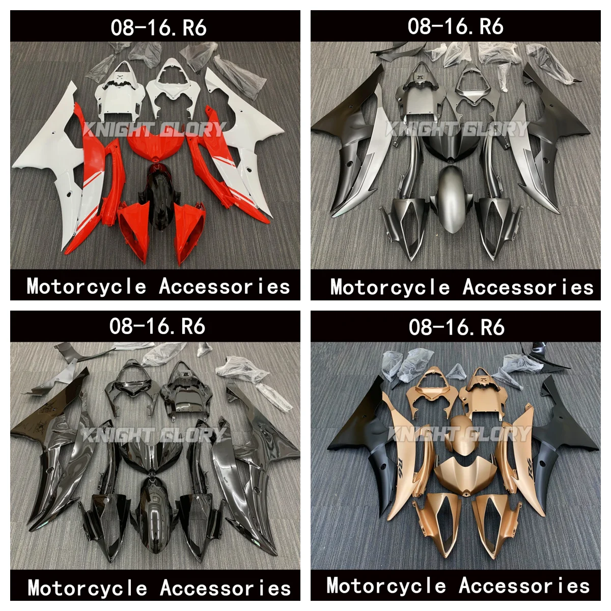 

Suitable for YZF-R6 YZF r6 2008 2009 2010 2011 2012 2013 2014 2015 2016 2017 2018 Motorcycle Shell Fairing Spoiler Bodywork Set
