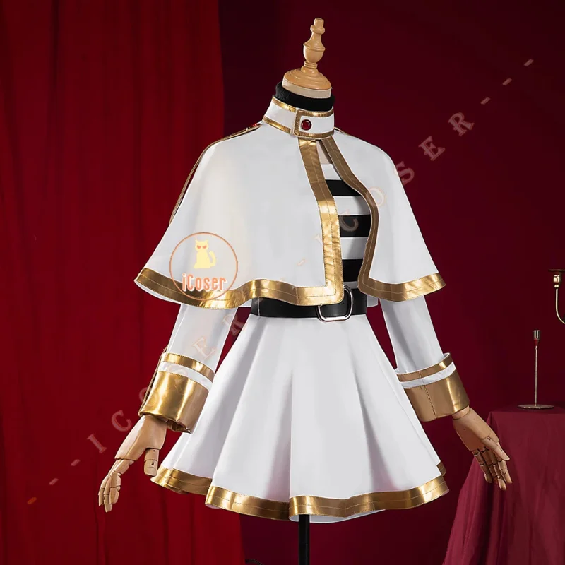 Parrucca del costume cosplay di Frieren Anime Frieren Beyond Journey's End Dress Orecchie Outfit Mage Costume da festa di Halloween Gioco di ruolo per donne