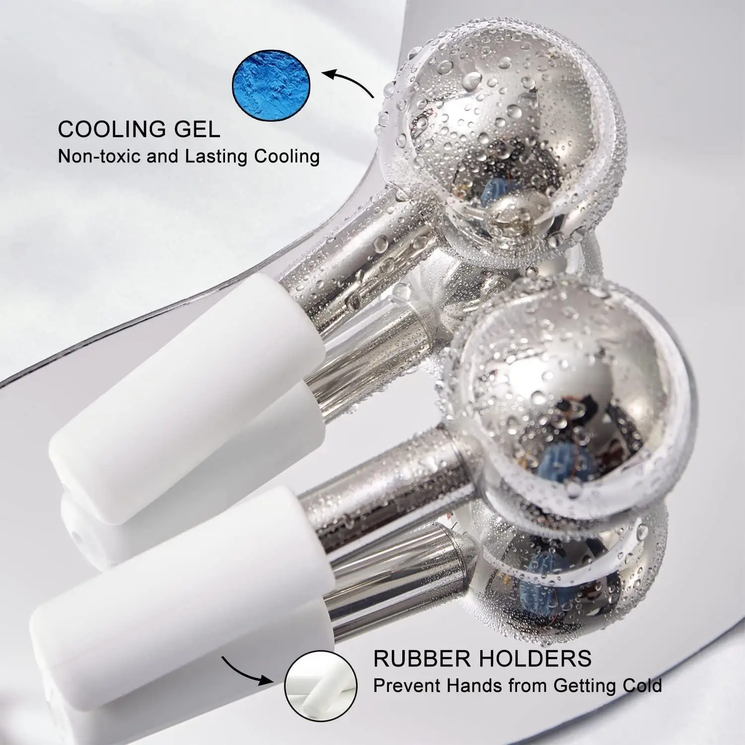Mini 2szt Ice Globes Kryo kije ze stali nierdzewnej do twarzy Oko Twarz Zimny wałek chłodzący Globus do obrzęków Zmarszczki Ciemne koło — zdjęcie 6