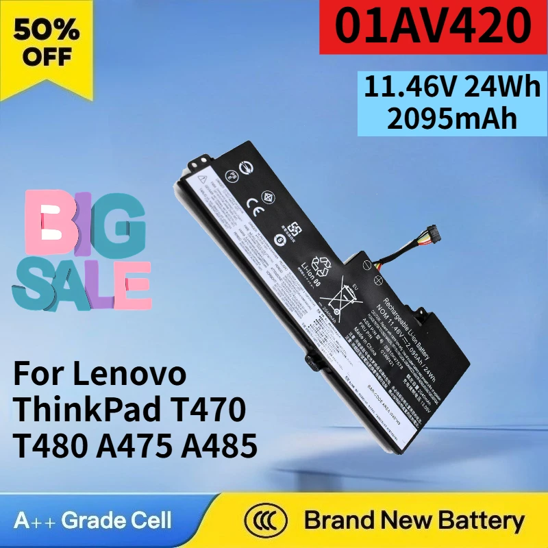 New 01AV420 11.46V 24Wh 2095mAh Battery for Lenovo ThinkPad T470 T480 A475 A485 TP25 01AV419 01AV421 High Quality Laptop Battery