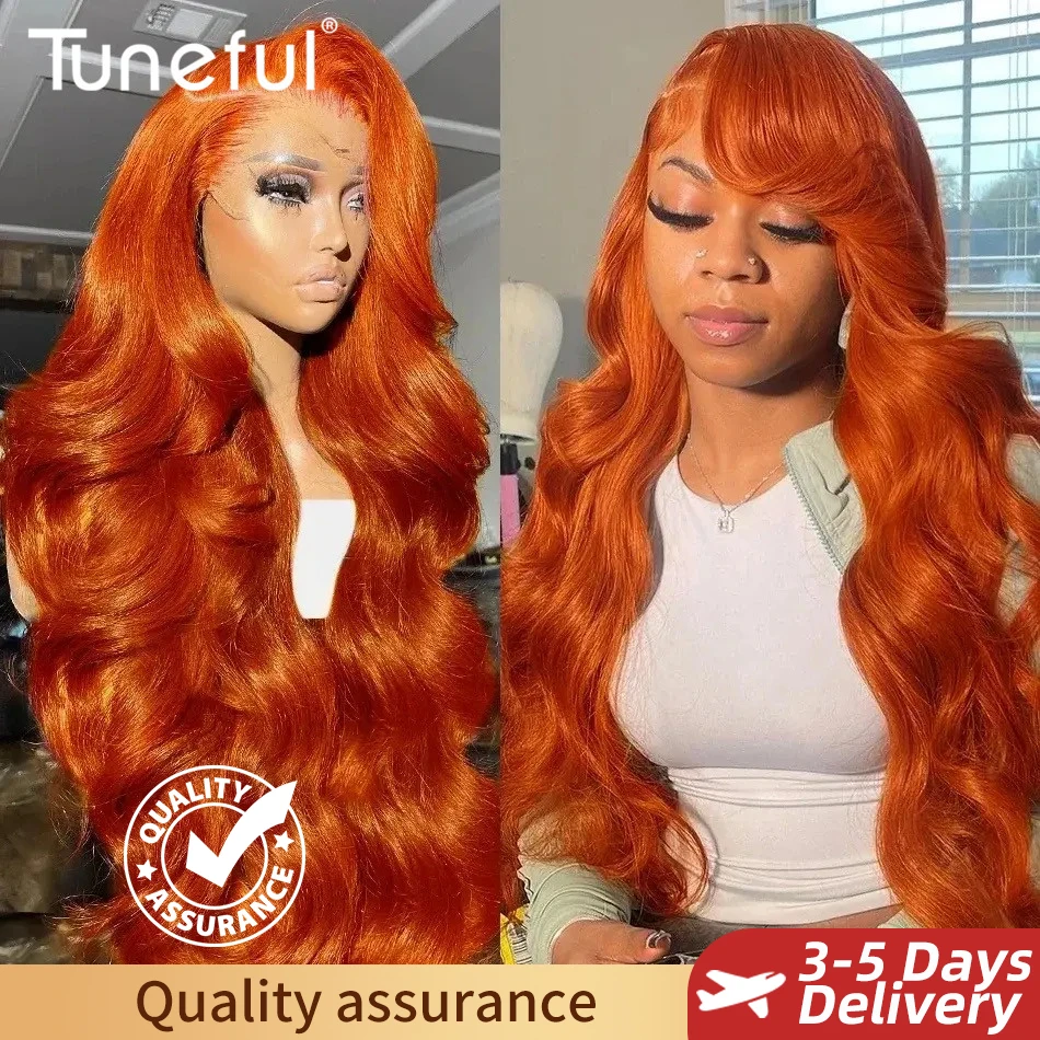 10A 13x6 Orange Ginger Fall Colored Human Hair Lace Front Wigs HD Lace Frontal Wigs Body Wave Orange Ginger Color Human Hair Wig