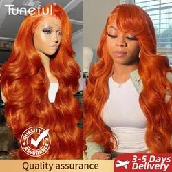 10A 13x6 Orange Ginger Fall Colored Human Hair Lace Front Wigs HD Lace Frontal Wigs Body Wave Orange Ginger Color Human Hair Wig