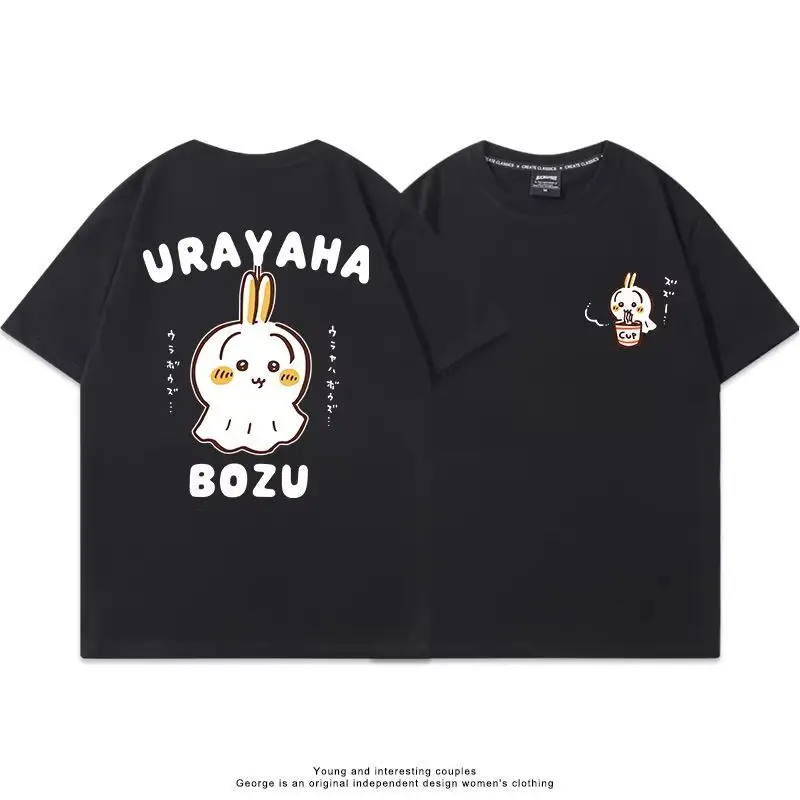 Kawaii Chiikawa Short Sleeve T-Shirt Cotton Graphic Tee Hand Drawn Print Loose Fit Soft Breathable Summer Unisex Casual Shirt