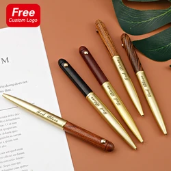 Luxury Sandalwood Metal Rotating Ball Pen Personalized Customization Logo Business Pen School Office Stationery Gift Pens