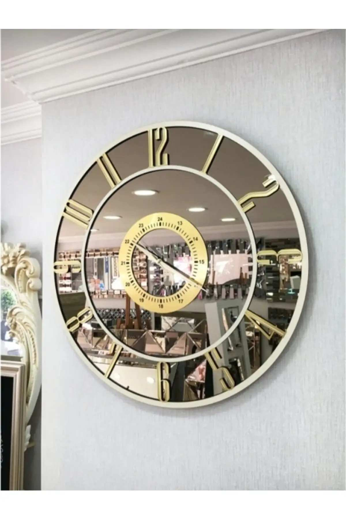 Real Mirror Decorative Wall Clock handmade modern quality luxury new season home and office (40 CM)