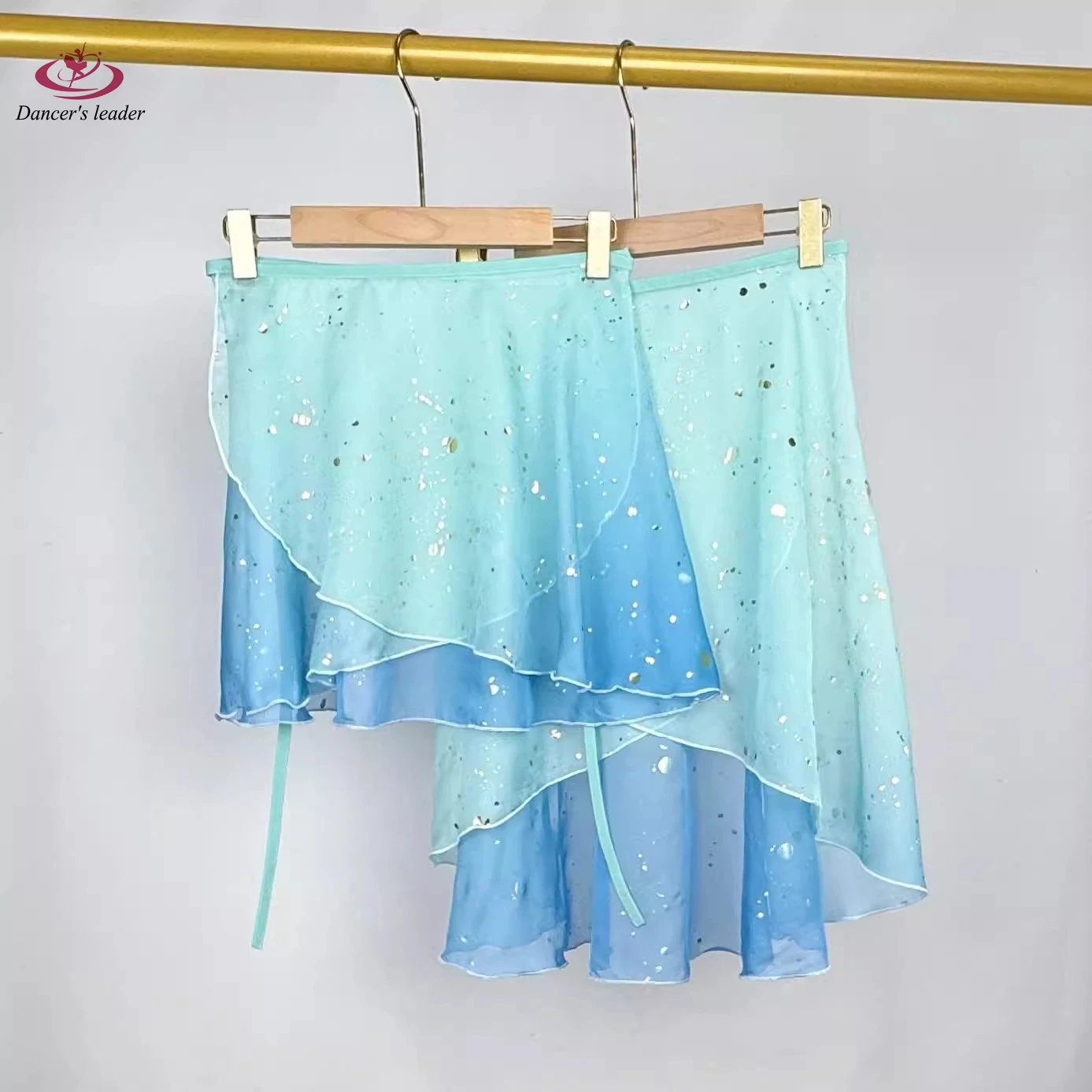 Dames balletrok blauw gradiënt hot stamping volwassen jumpsuit meisje oefenen ballet minirok foto