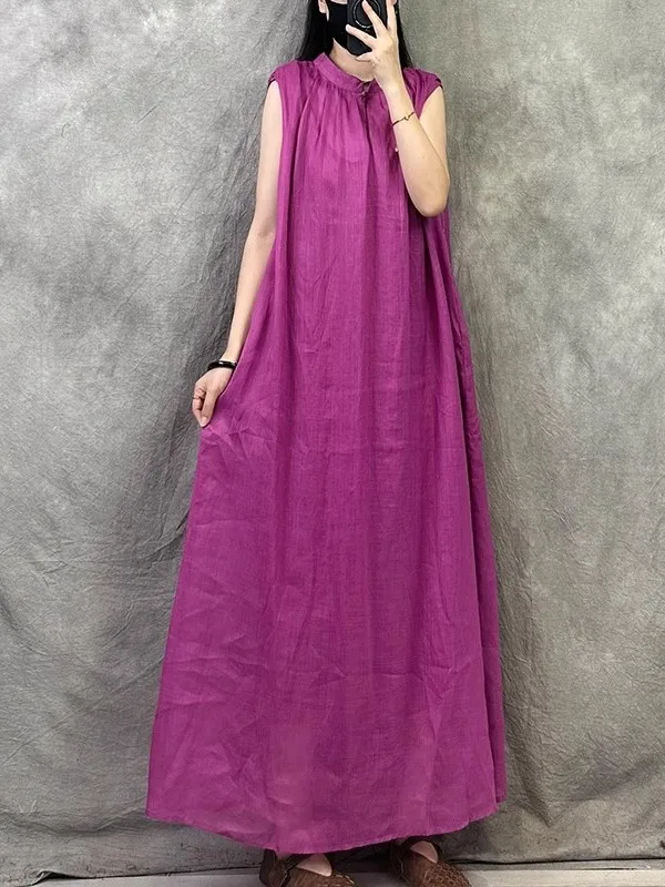 Hohe Qualität Leinen Sommer Neue Sle Vintage Svel Lange Dr Kleid Medium Softn Pendeln Sle Falten Rock Dünne Modell