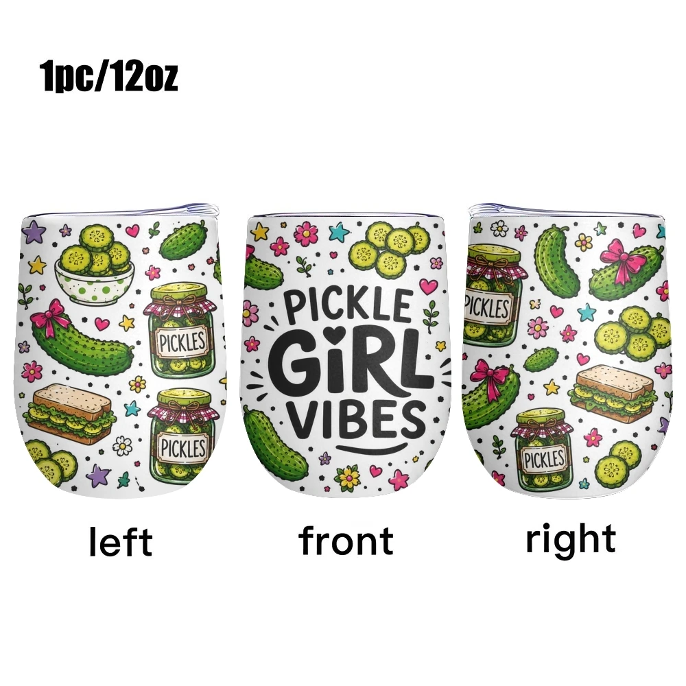Interesting bitter gourd pattern Vacuum Flasks 12oz Insulated Wine Tumbler Vacuum Coffee Mug Egg Shape Thermos Cup