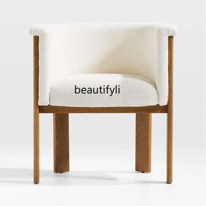 

S Modern Minimalist Solid Wood Lambswool Fabric Solid Wood Restaurant Sales Department Conference Chair Leisure Chair Reception