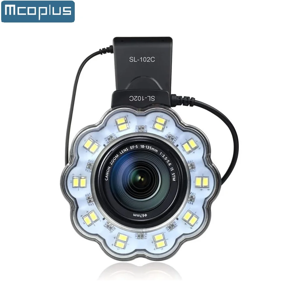 Mcoplus SL-102C LCD Macro Ring Flash Speedlite for Canon Nikon Pentax Olympus Panasonic DSLR Camera with 8 Adapter Ring