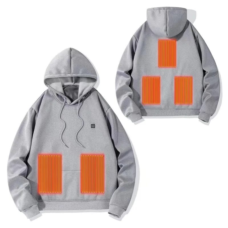 BorderStationUSBHeating Sweater Heating Thermal Hooded Sweatshirt Leisure Unisex Wear