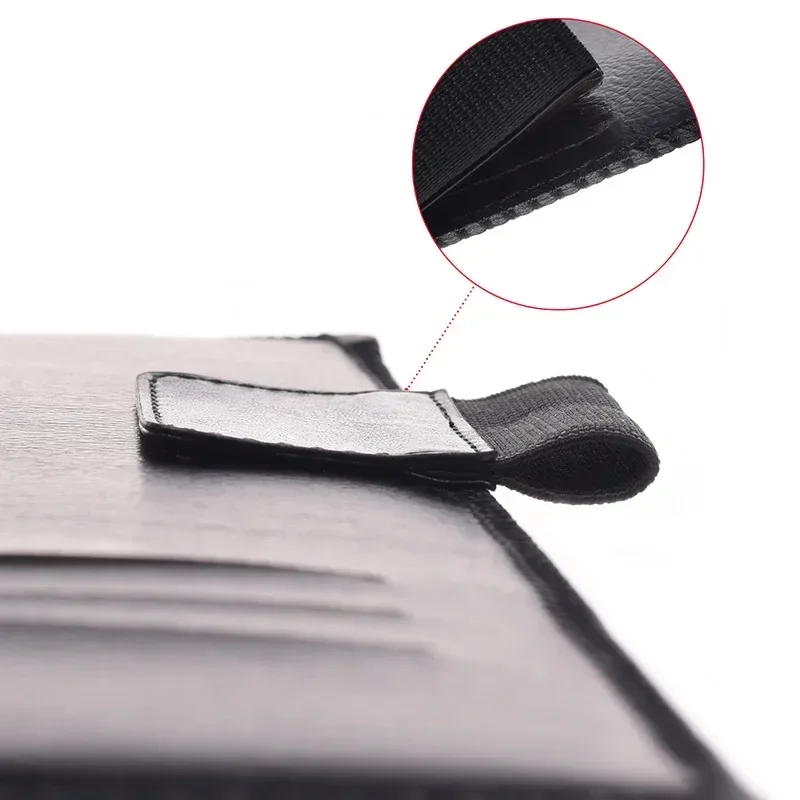 Universal Tablet Stylus Pen Holder Sticker - Black PU Sleeve, 15mm Strong Adhesive Anti-Lost Pen Organizer Belt for Touchscreen
