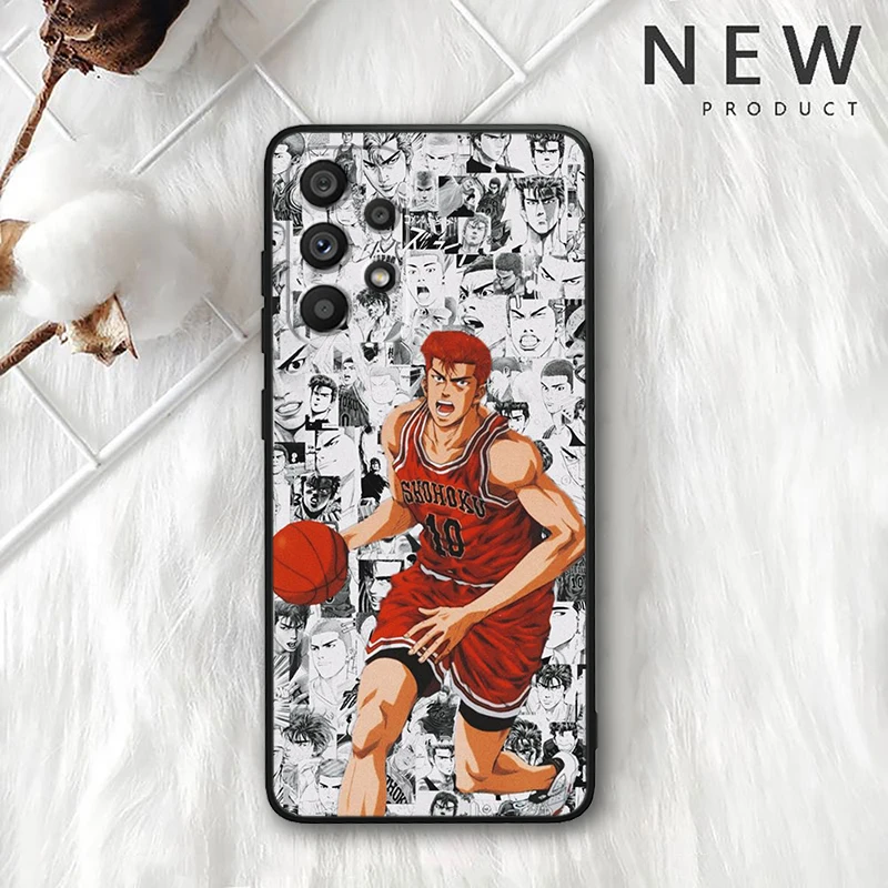 Slam Dunk Hot Anime per Samsung Galaxy A73 A72 A55 A54 A53 A52S A34 A33 A32 A25 A23 custodia morbida nera per telefono