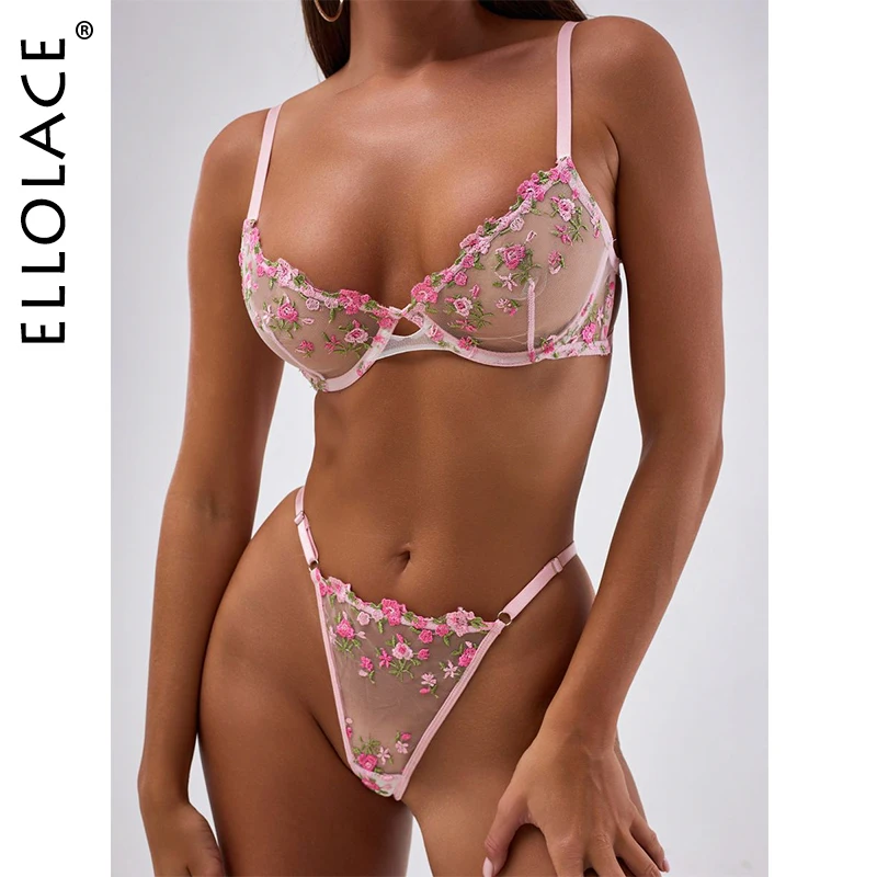 

Ellolace Fancy Floral Lingerie Sensual Transparent Underwear Fairy Exotic Sets Delicate Beautiful Intimate Lace Erotic Outfits