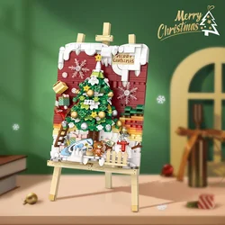 Juego de bloques de construcción de árbol de Navidad, pintura colgante creativa, tablero de dibujo DIY, adornos ensamblados, juguetes para niños, regalos