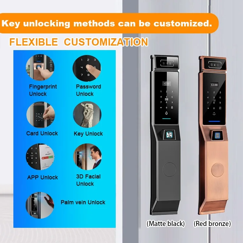 IP68 Waterproof  Tuya/TT App 3D Face Recognition Smart Door Lock Palm Security Digital Lock