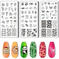 3pcs Panda Nail Stamper Food Nail Art Stamping Plate Cake Nail Printing Plate Animal Nail Stencils Print Nail Stencils Stainless