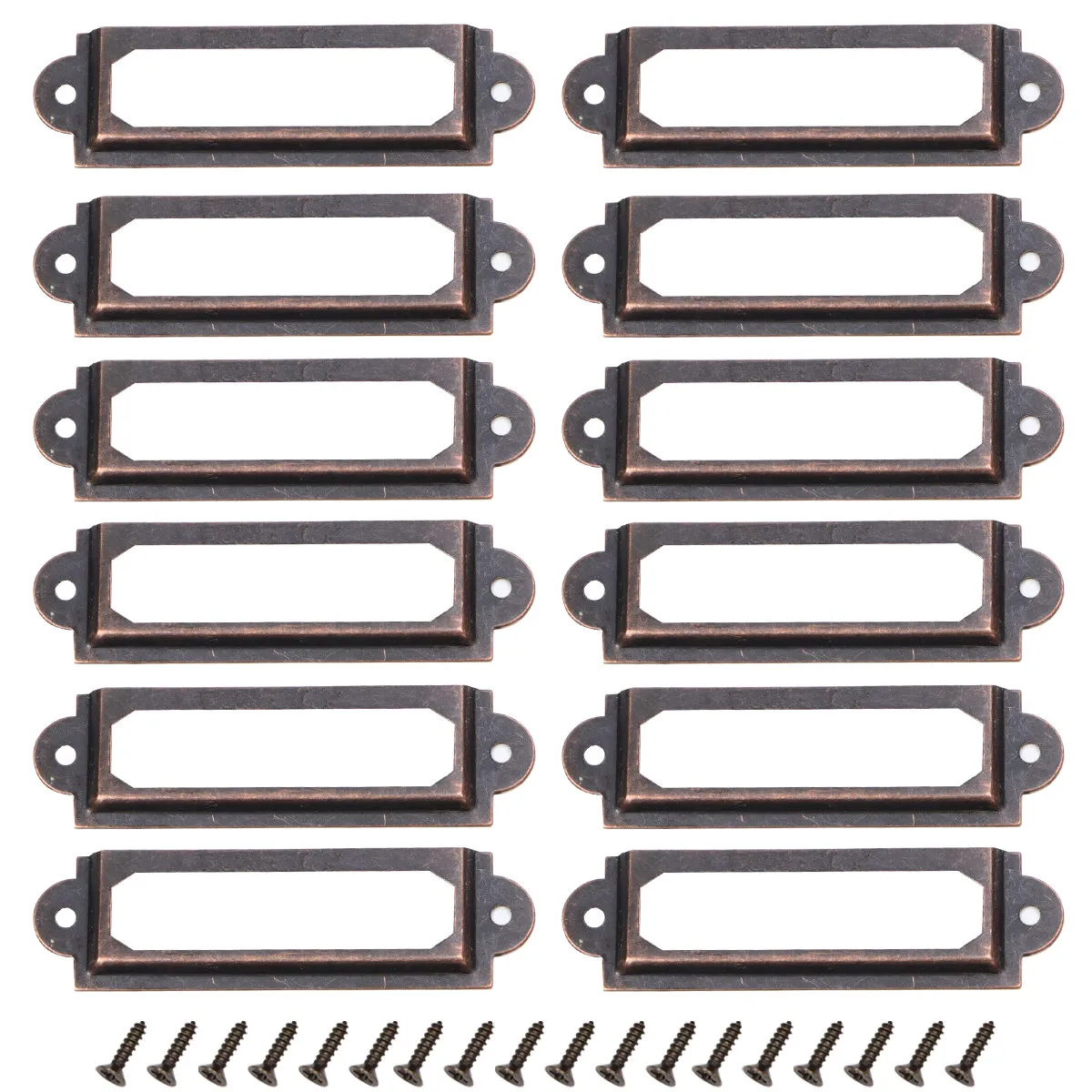 25Pcs Retro Metal Label Holder Iron Tag Labels Pull for Cabinet Drawer File Case Cupboard Office Drawer Accessories