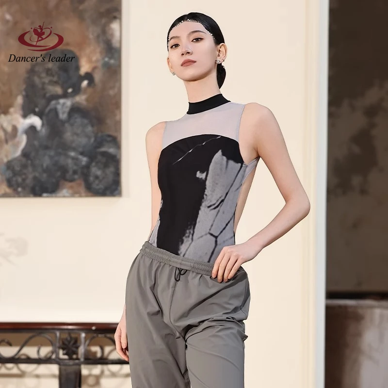 ballet-leotard-for-women-practice-dress-printed-mesh-stand-collar-bareback-gymnastics-performance-dress-adult-air-yoga-costume