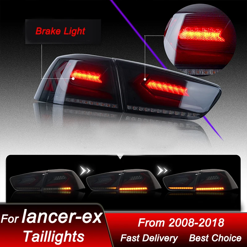 Car Led Tail Lights For Mitsubishi Lancer-ex EVO 08-18 Upgrade Corvette style LED Dynamic Turn Signal Light Tail Lamp Assembly