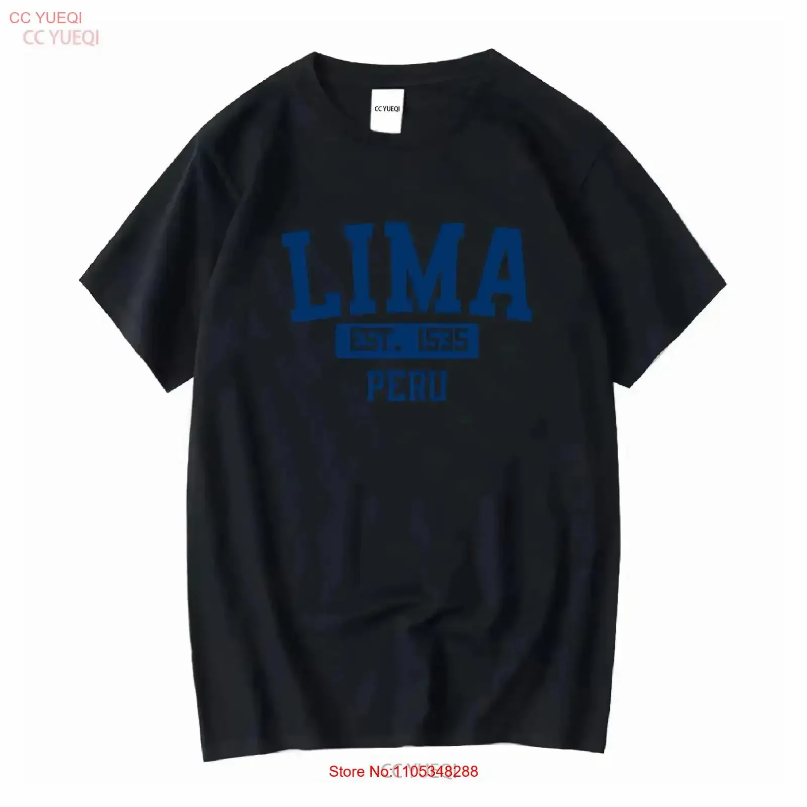 Lima Peru Classic Varsity Style Block Letter T Shirt vintage Washed fashion Stretched Soft streetwear homme Versatile vintage