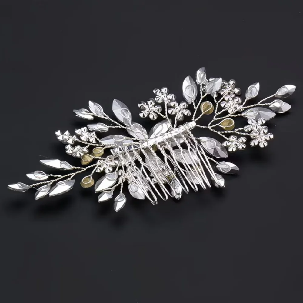 1 Piece of Silver Wire-Wrapped Horsehair-Shaped Side Hair Comb, Handmade, Suitable for Wedding Brides and Evening Banquets image 3