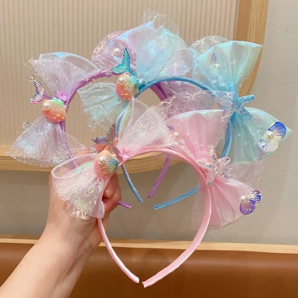 Shell Sequins Mermaid Headband Starfish Hair Accessories Children\'s Hair Hoop Headwear Bow Cute Princess Headdress