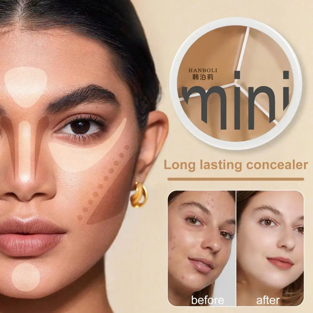 Three-color Concealer Long-lasting Concealer Long Lasting Concealer Palette for Full Coverage of Dark Circles Acne Spots