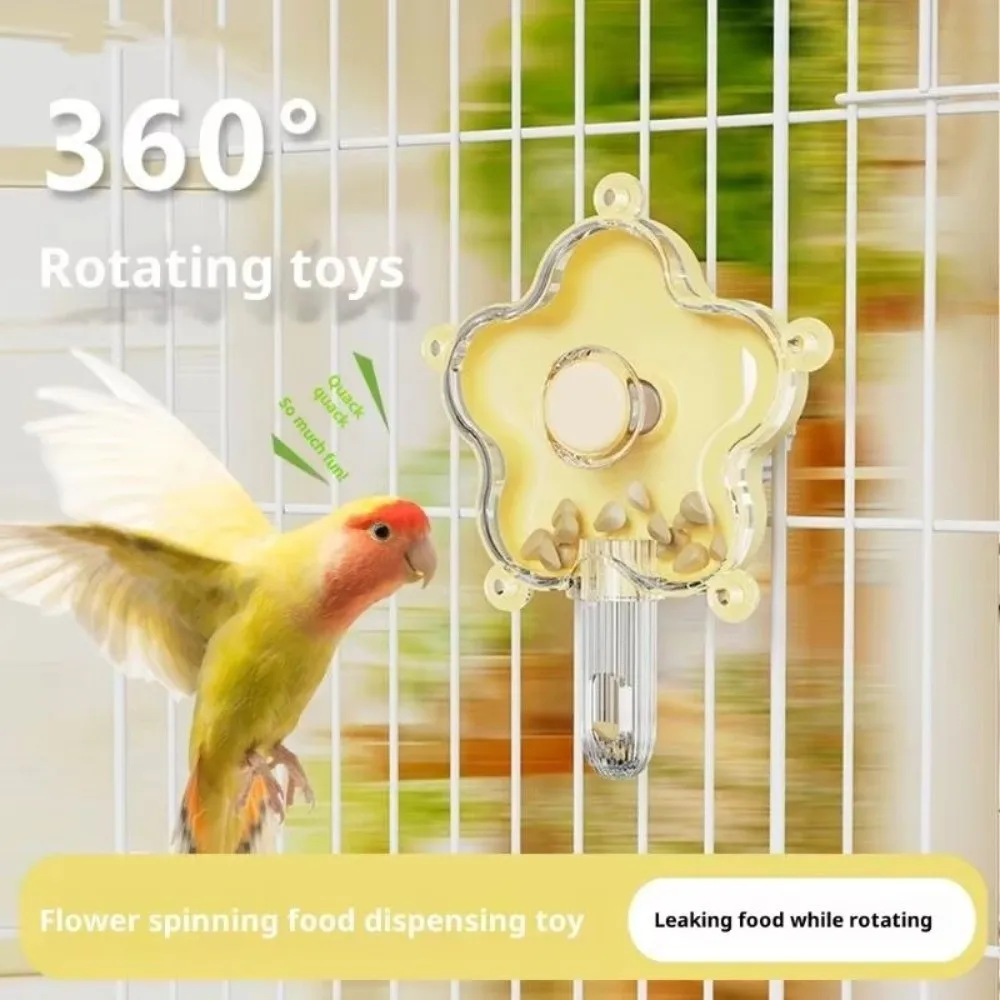 

Creative Flowers Shape Rotating Bird Feeder Adjustable Plastic Parrot Toy Gnawing Function Bird Foraging Toy Bird Cage Use