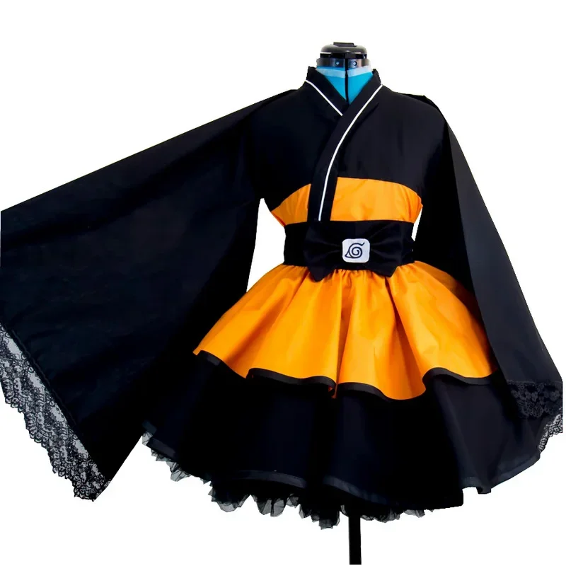 Anime Shippuden Uzumaki Cosplay Costume Sex Reversion Kimono Lolita Dress Girls Women Japan Style Dresses