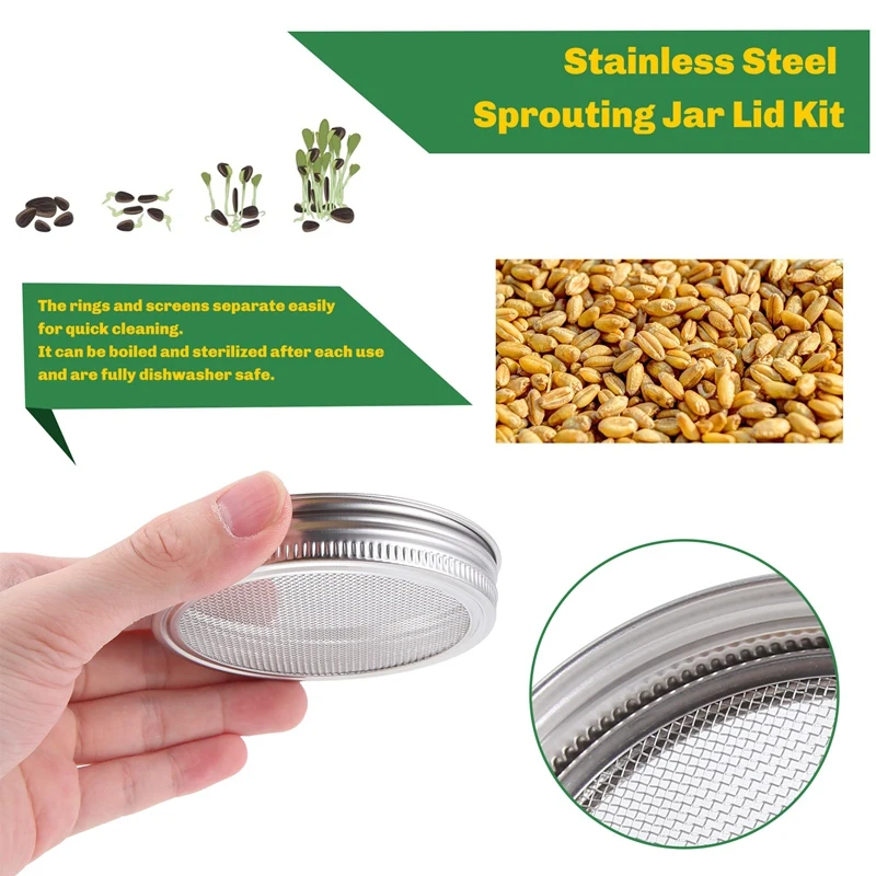 Abaul Set 2 stoples Stainless Steel, Kit tutup untuk ventilasi luar biasa cocok untuk stoples kaleng mulut lebar untuk membuat Organ