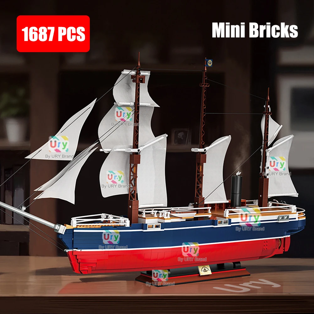 Mini Bricks Endurance Steam Sailor Ship Adventure Ideas Boat Flagship Vintage Ornaments Building Blocks Model Toy for Kid Gifts