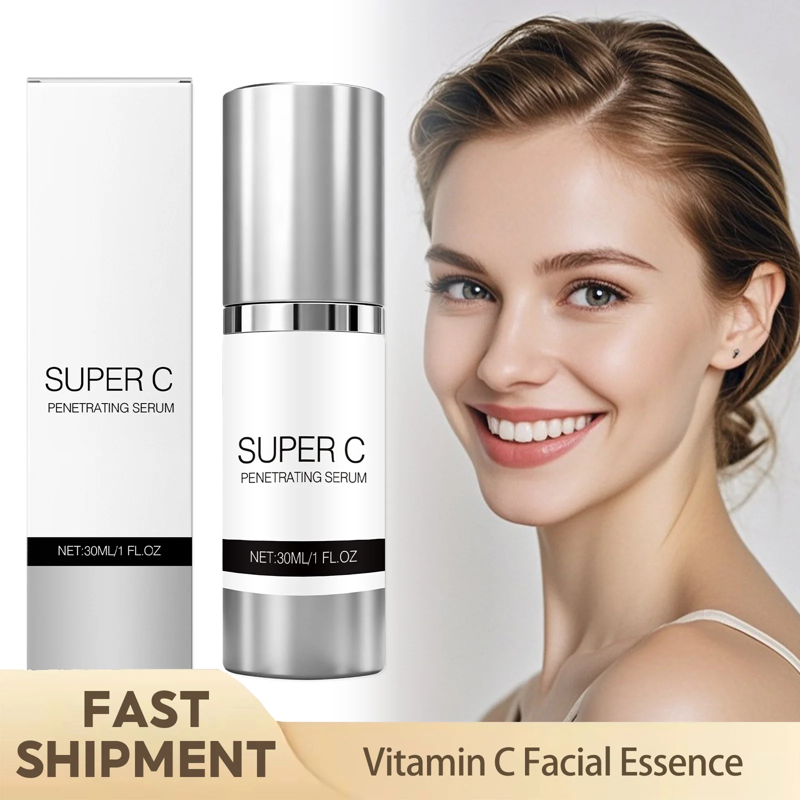 Vitamin C Facial Essence Light Texture Easy Absorption Nourish Skin Improve Dull Complexion Support Gentle Skin Firming 30ml
