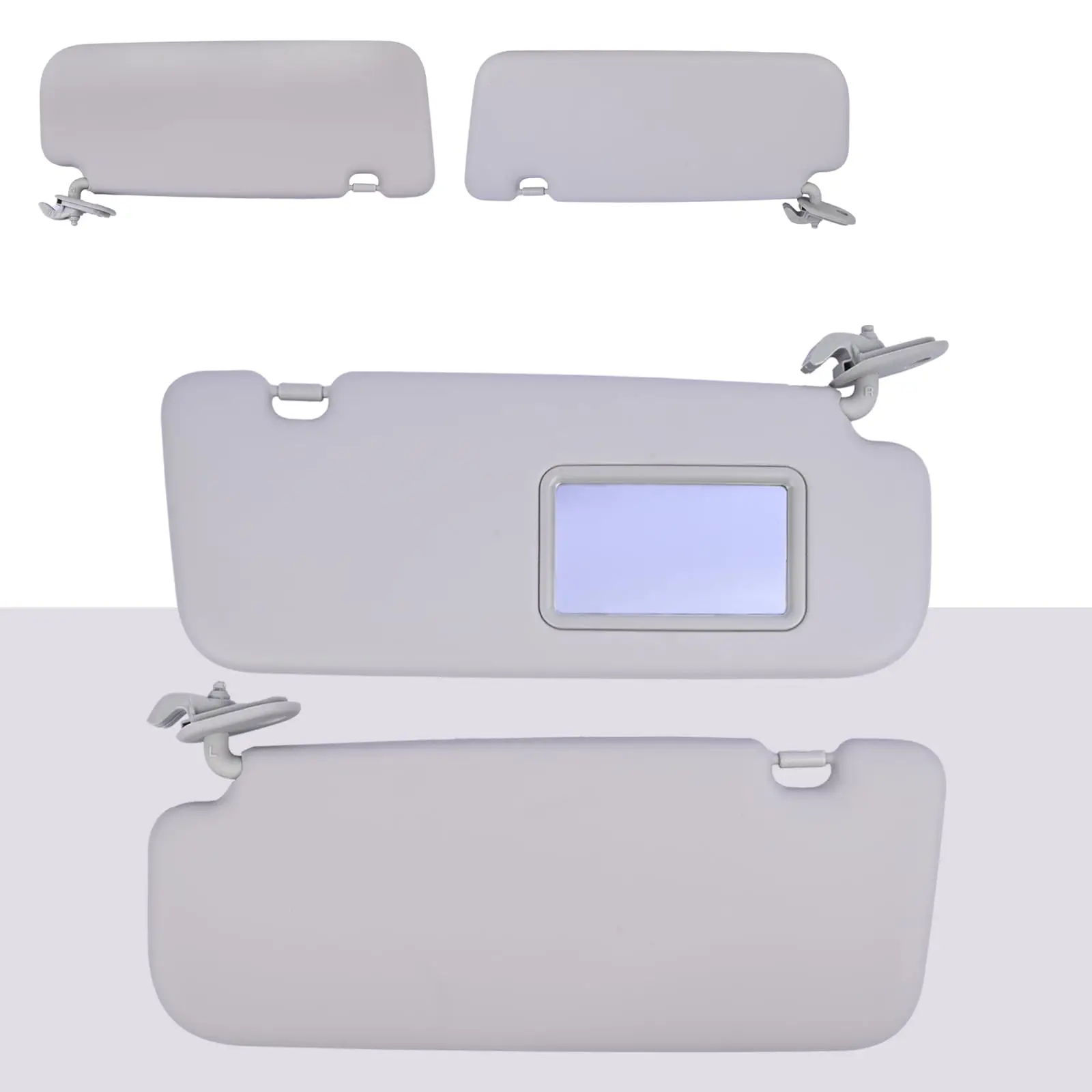 

Gray Front Sun Visor Set For Hyundai Accent 1E 2011–2015, Driver And Passenger Side With Mirror, OEM Part Numbers 85210-1R000