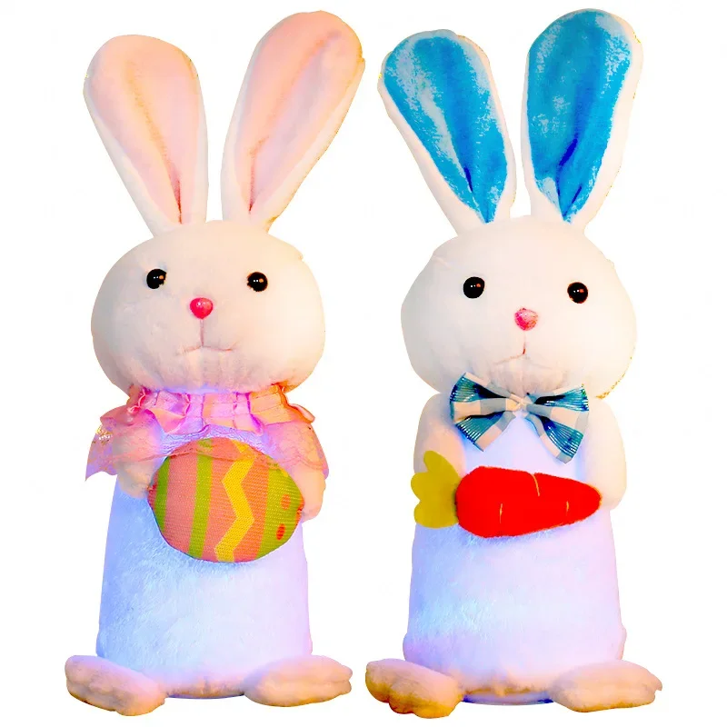 Giocattolo di peluche di coniglio illuminato Simpatico peluche colorato illuminato Coniglio di peluche Bambola Kawaii Bunny Peluche Regalo di Pasqua per i bambini