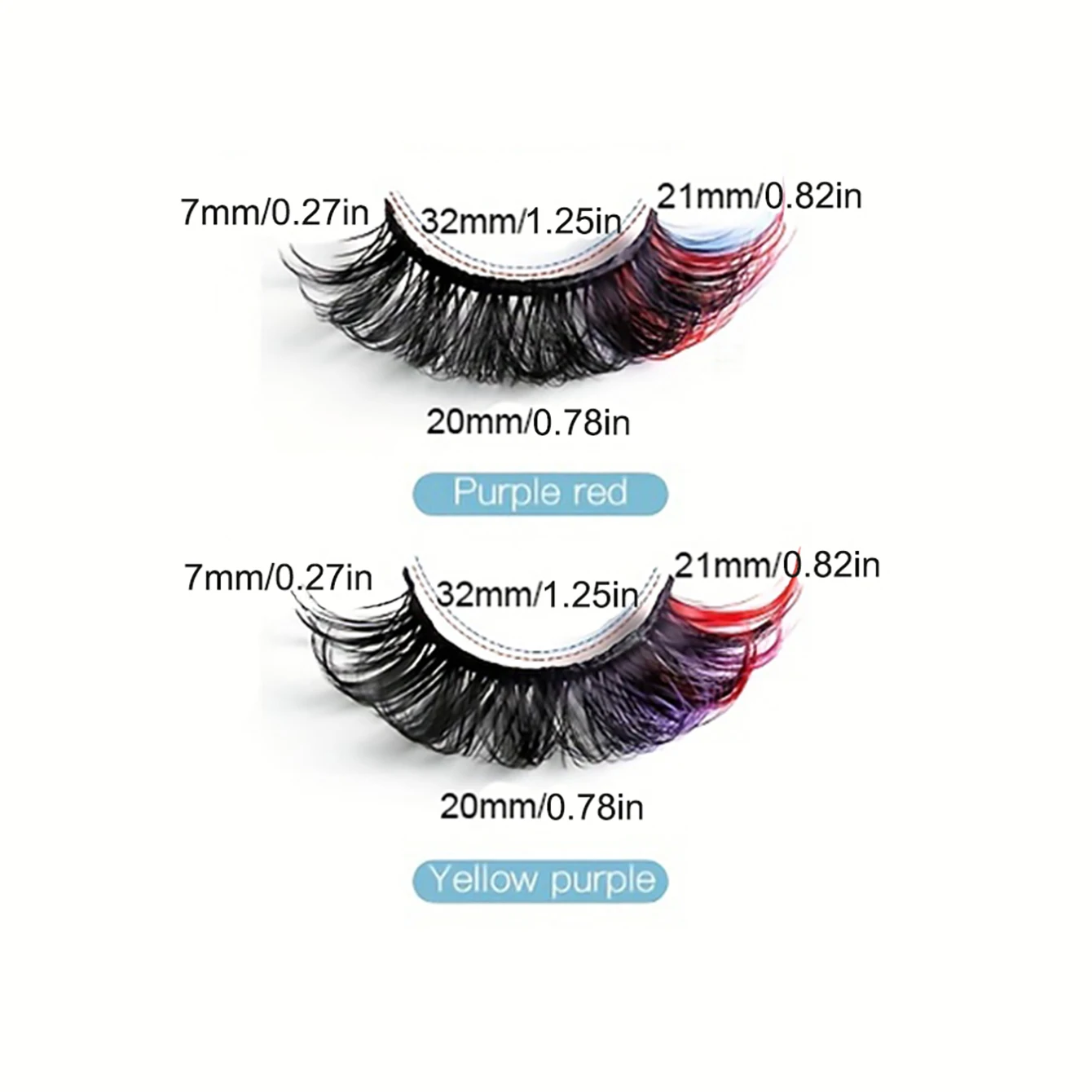 14組のカラーつけまつげ、3D効果、簡単に着用でき、耐久性があり、明るい色、軽量で快適です。