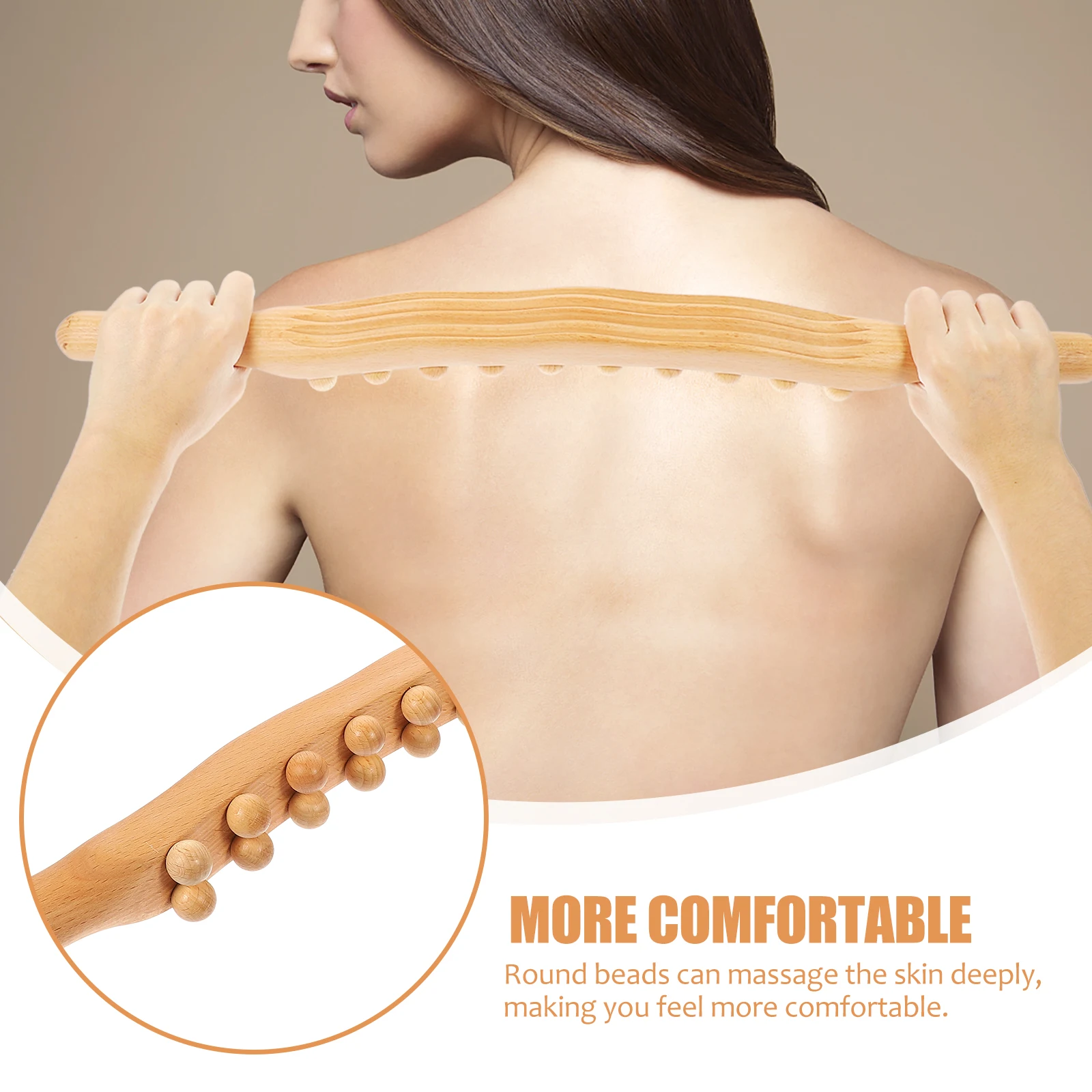 

Massager Beech Wood Rolling Bar Tool Manual Wooden Hand Held Muscle Stick Pin Back Fitness