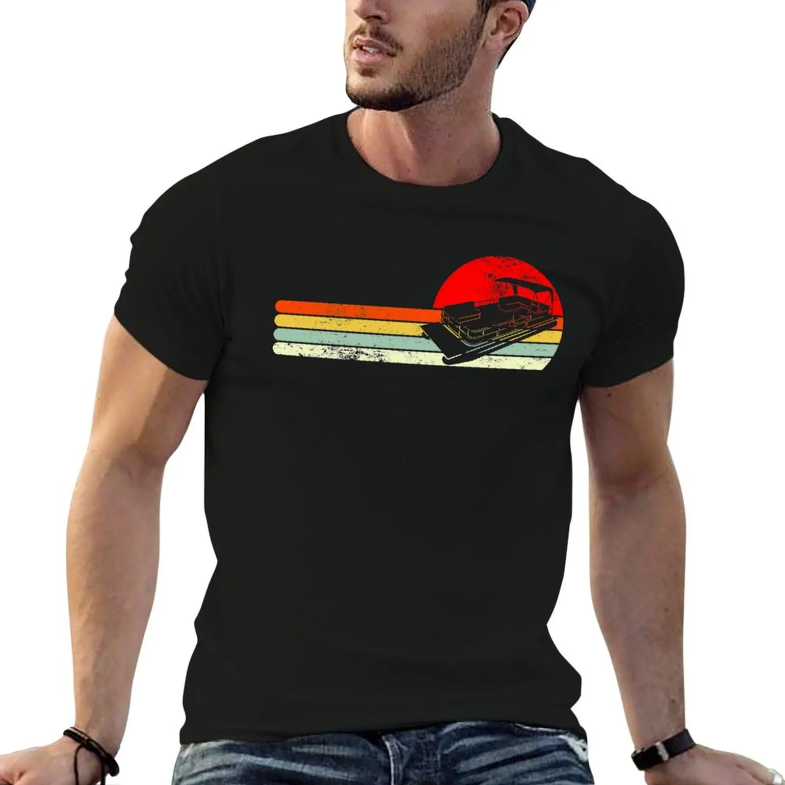 Retro Pontoon Captain Funny Pontoon Boat T-Shirt graphic tee shirt oversized graphic tee mens graphic t-shirts pack