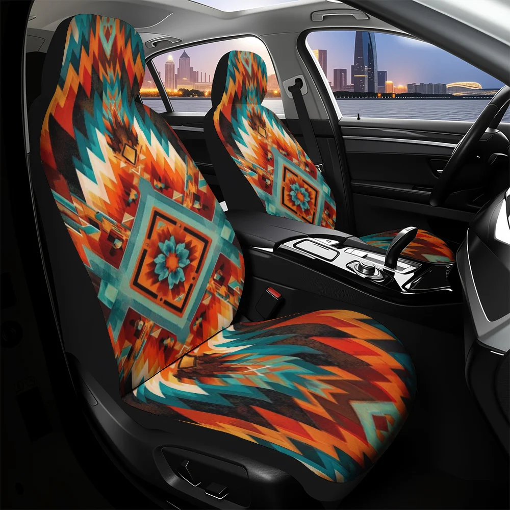 Set Of 2, Distinctive Aztec Style Geometric Design Covers For Vehicles, Comfortable And Suitable For All Seasons, Perfect For Ca
