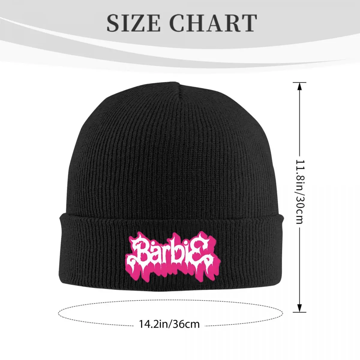 Metall Barbie Logo Strick mütze Damen Herren Mütze Winter mütze Puppe Parodie Goth Casual Caps