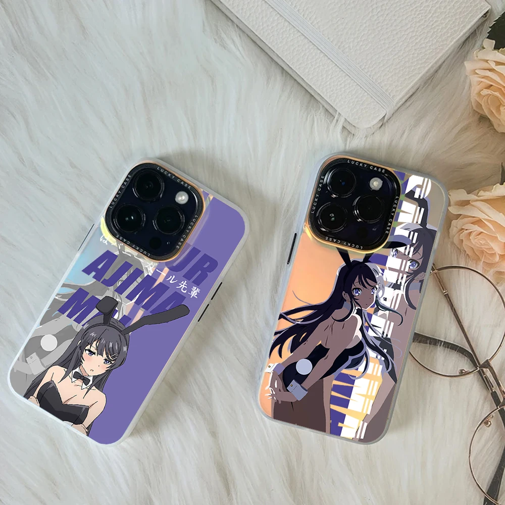 Bilibili Sakurajima Mai Anime For Huawei MATE 60 70 PRO NOVA PURA ULTRA For Honor 90 80 SE GT 200 IMD Chameleon Laser Phone Case