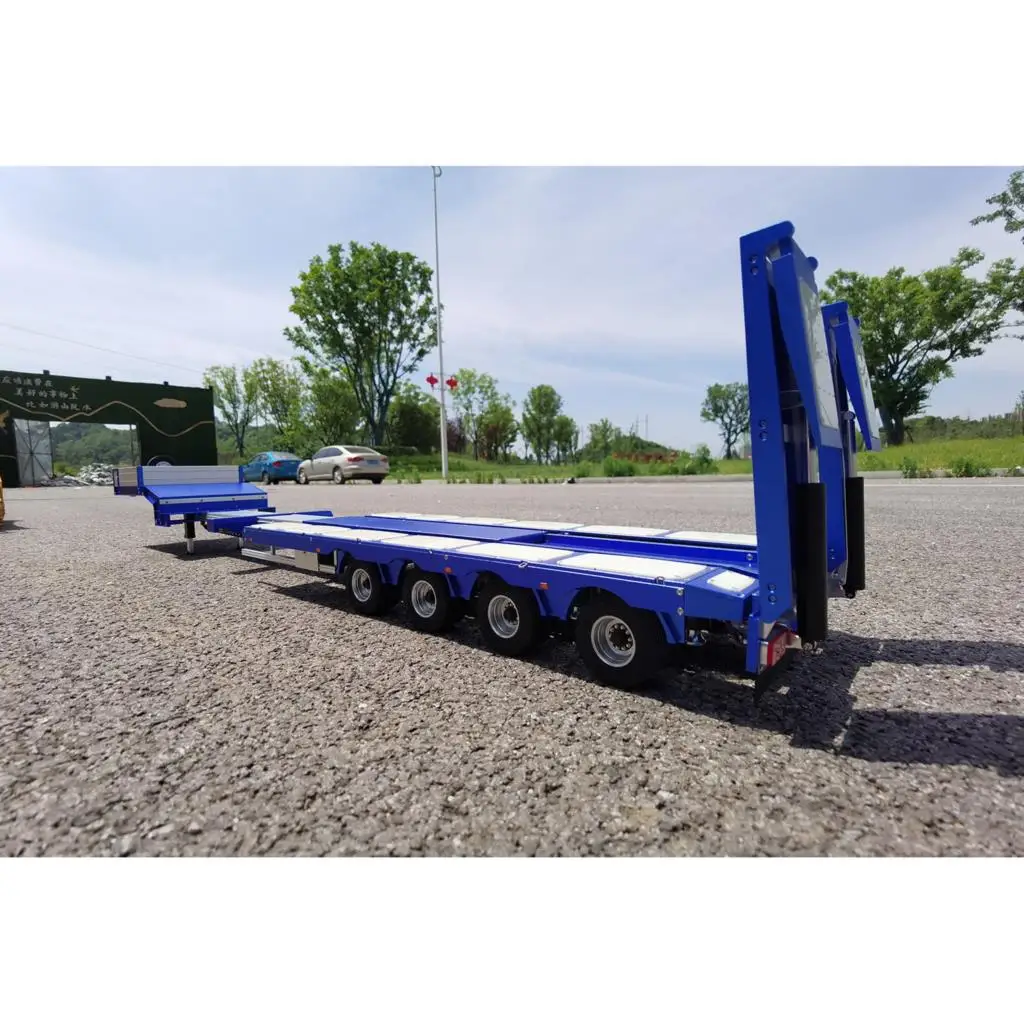 Degree 997 Spare Parts 1/14 Metal Heavy 4Axle Steering Blue RC Trailer W/ Light System For Tamiyaya Tractor Truck Th20375