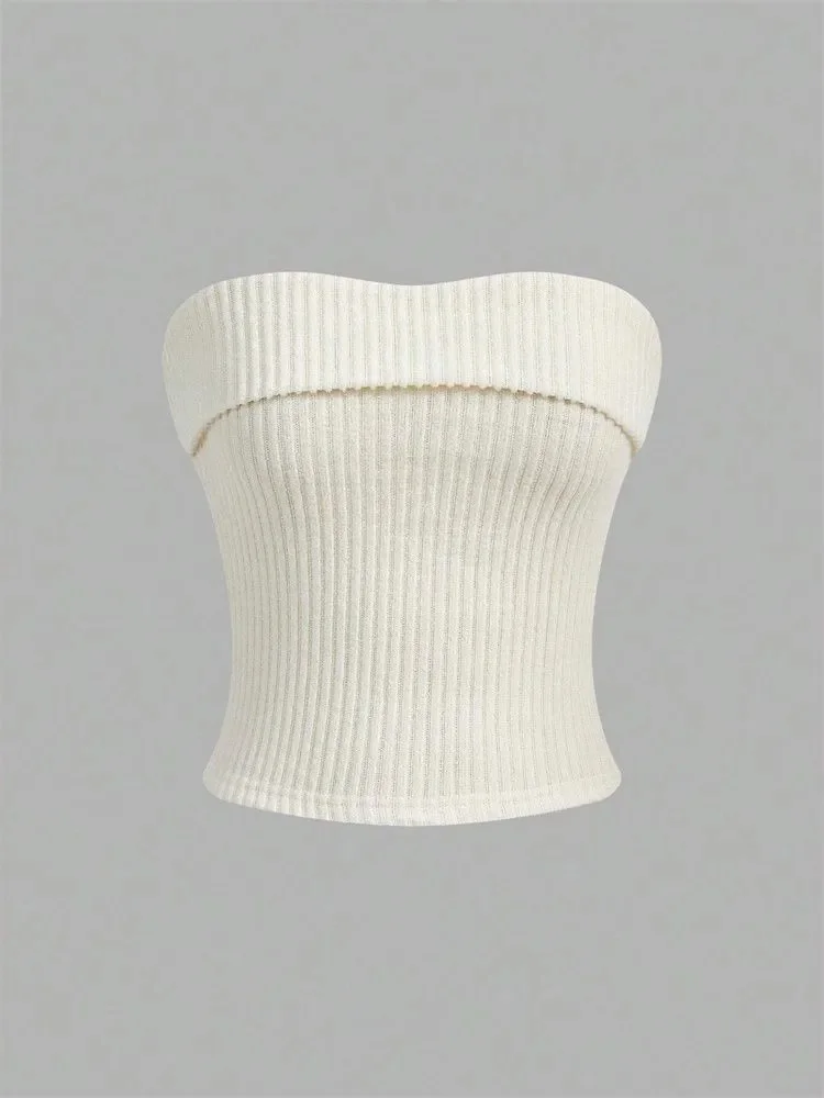 

Women Rib-knit Tube Top Summer 2024 Y2K Clothes Grunge Punk Solid Strapless Sleeveless Slim Fit Crop Top Tank Tee Streetwear