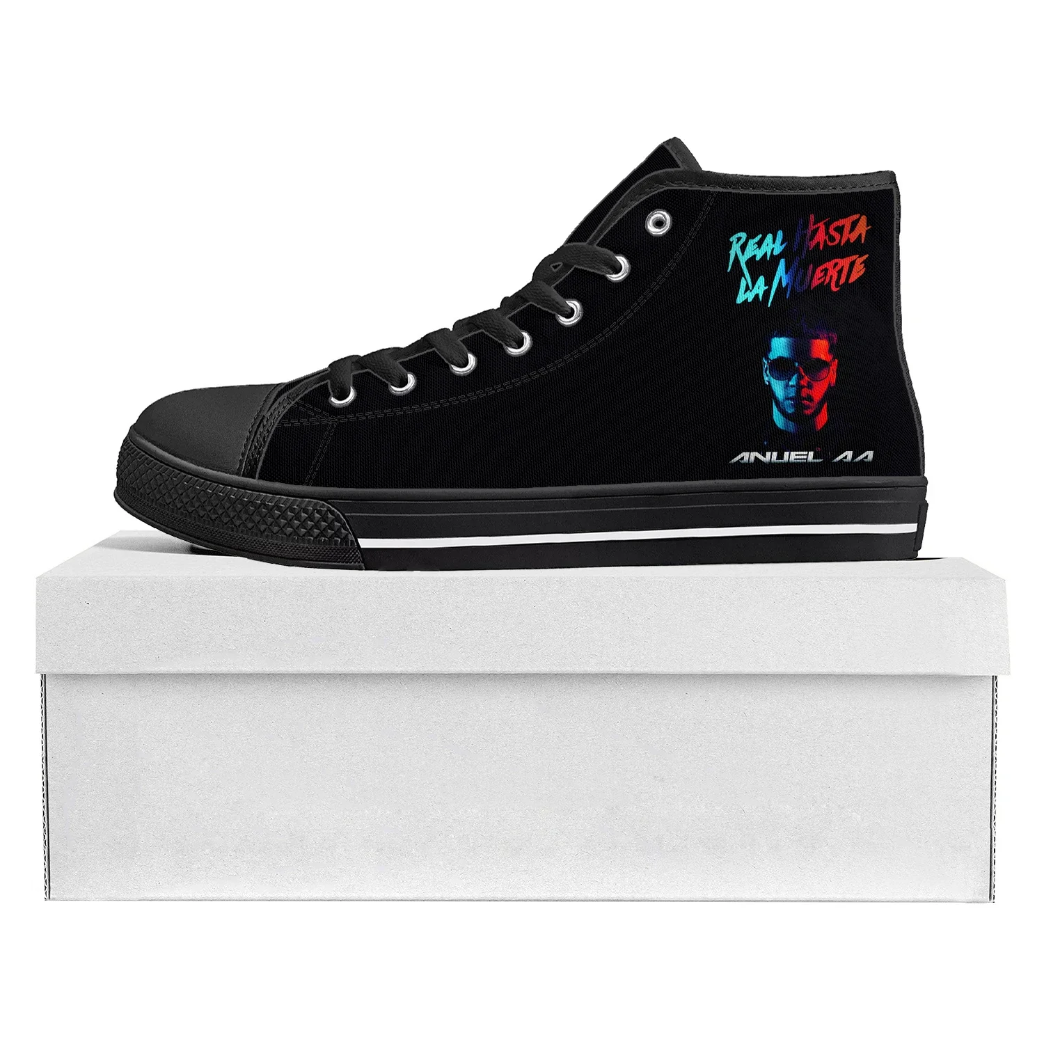 

Anuel AA Real Hasta la Muerte High Top High Quality Sneakers Mens Womens Teenager Canvas Sneaker Custom Made Shoe Couple Shoes