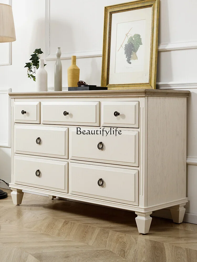 

pg45American-Style Solid Wood Bedroom Entrance Cabinet Dining Room Storage Locker Light Luxury Idyllic and Retro Furniture