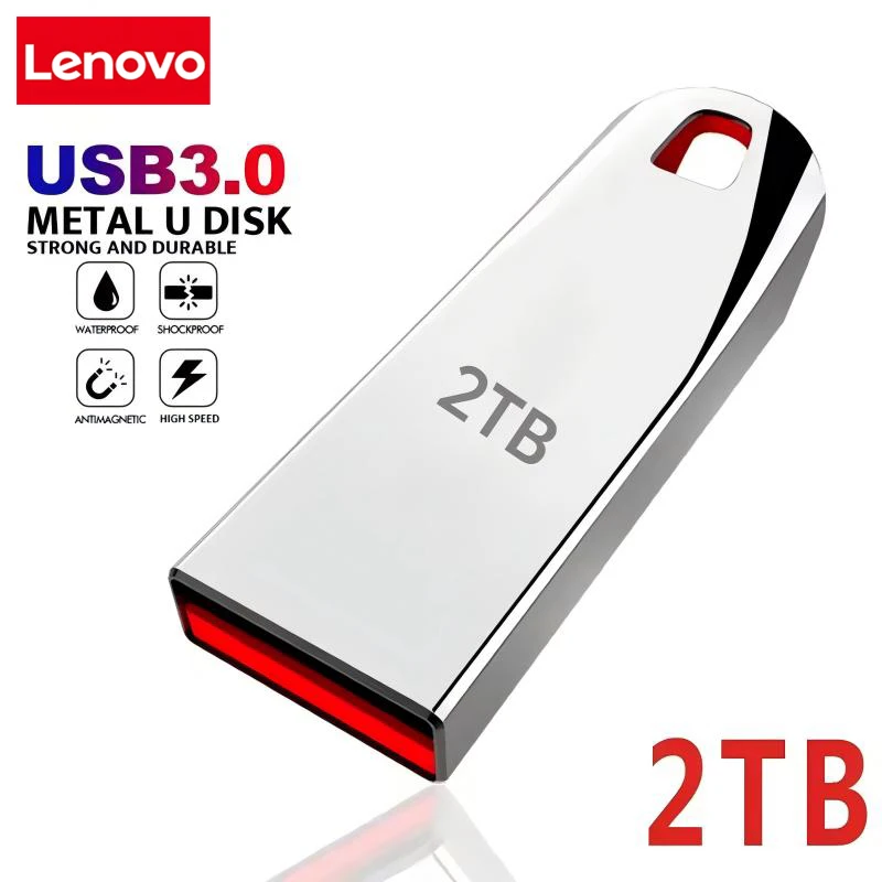 Pen Drive USB 3.0 de Alta Velocidade Lenovo, SSD Portátil, Unidade Flash de 2TB, 1TB, 512G, Transferência Rápida de Dados, Cartão de Memória